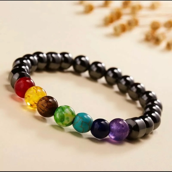 Hematite 7-Chakra Bracelet Balance Destress Heal - Picture 5 of 11